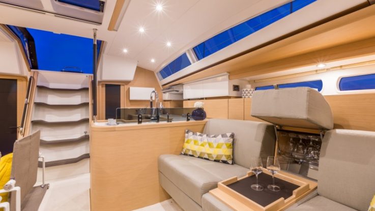 Discover the bright, all-new interior design of the Jeanneau 57!